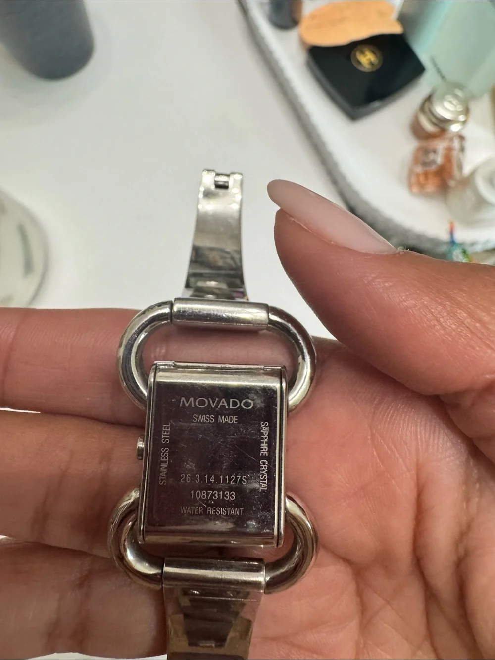 Movado Women's Silver-Tone Bracelet Watch with Mother-of-Pearl Dial